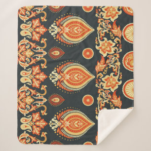 Cobertor Sherpa Tecido Étnico Paisley Oriental