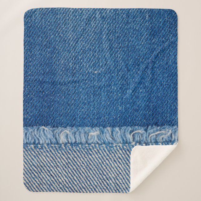 Cobertor Sherpa Tecido Jeans azuis Fundo, textura Denim (Frente)
