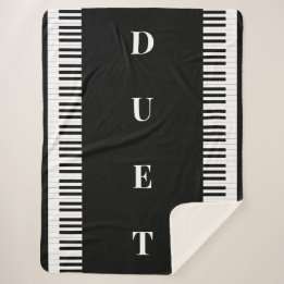 Cobertor Sherpa Teclado de Música de Duet Musical de Píano Branco 
