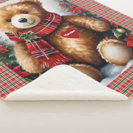 Cobertor Sherpa Teddy Bear adiciona o nome da criança ao seu coraç