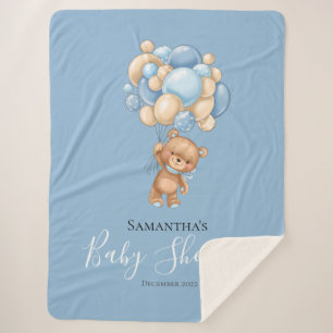 Cobertor Sherpa Teddy Bear Balão Azul Sherpa Blanket