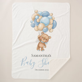 Cobertor Sherpa Teddy Bear Balão Azul Sherpa Blanket