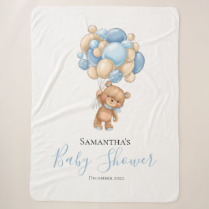 Cobertor Sherpa Teddy Bear Balão Azul Sherpa Blanket