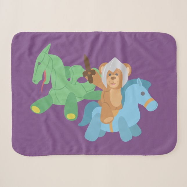 Cobertor Sherpa Teddy Bear Knight (Frente (Horizontal))