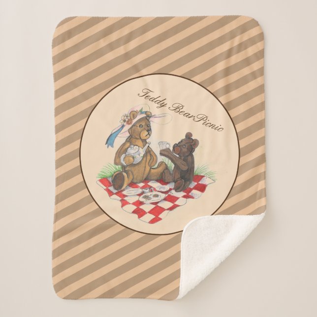 Cobertor Sherpa Teddy Bear Picnic (Frente)
