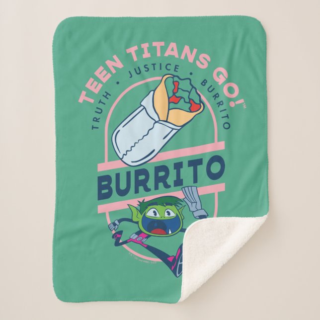 Cobertor Sherpa Teen Titans Go! Beast Boy "Truth Justice Burrito" (Frente)