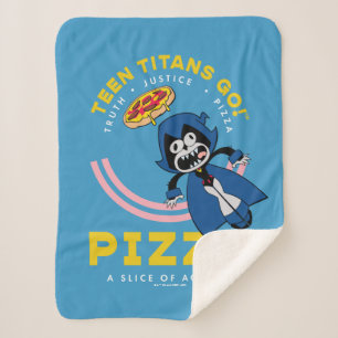 Cobertor Sherpa Teen Titans Go! Raven "Truth Justice Pizza"