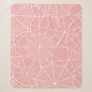 Cobertor Sherpa teia de aranha-de-bruxas-rosa-pastel