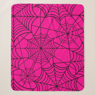 Cobertor Sherpa teia de aranha rosa quente halloween