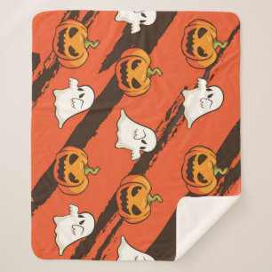 Cobertor Sherpa Tema do Dia das Bruxas de Abóbora, padrão perfeito