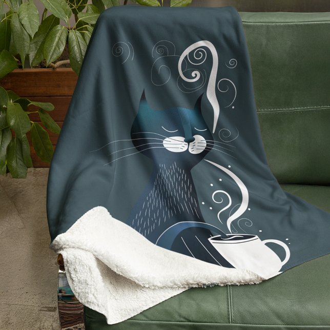 Cobertor Sherpa Temperatura do chá de teste de Cat com cauda (Criador carregado)