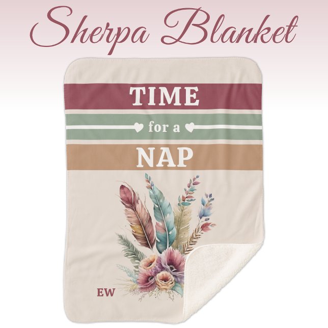 Cobertor Sherpa Tempo para um nap adicionar iniciais flores (Criador carregado)