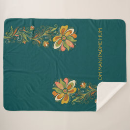 Cobertor Sherpa Tendrilhos do Poder Floral Retro Borda 1 + seu tex
