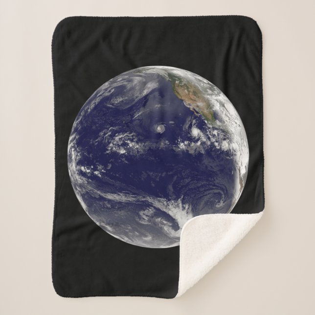 Cobertor Sherpa Terra Com Três Ciclones Tropicais No Pacífico. (Frente)