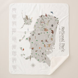 Cobertor Sherpa Terra Tone National Park Map Woodland Nursery