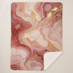 Cobertor Sherpa Terracotta Marmoreado e Sherpa Blanket Dourado