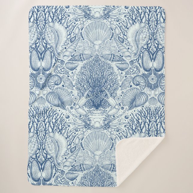 Cobertor Sherpa Tesouros de praia em azul (Frente)