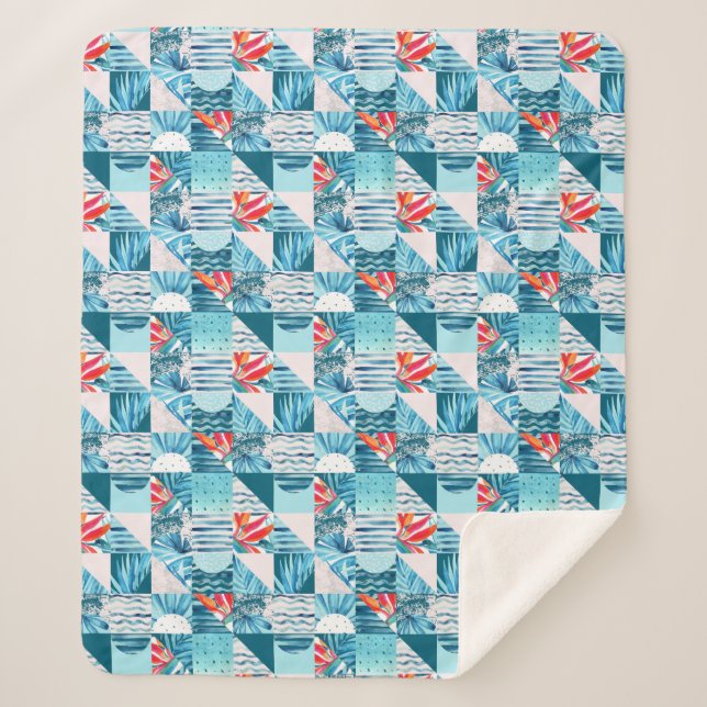 Cobertor Sherpa Teste padrão abstrato geométrico da cerceta (Frente)