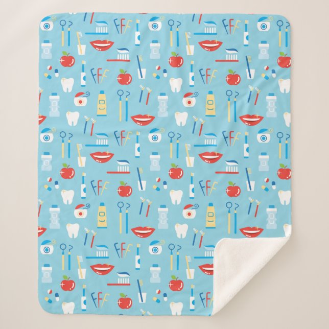 Cobertor Sherpa Teste padrão azul dental (Frente)