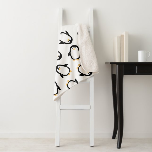 Cobertor Sherpa Teste padrão bonito dos pinguins (In Situ)
