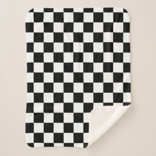 Cobertor Sherpa Teste padrão Checkered preto e branco do tabuleir