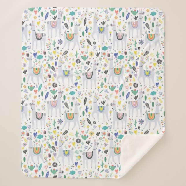 Cobertor Sherpa Teste padrão da alpaca do Doodle (Frente)