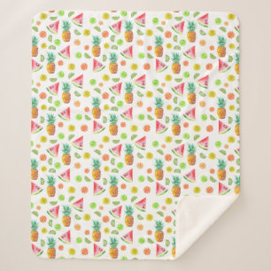 Cobertor Sherpa Teste padrão da fruta cristalizada da aguarela