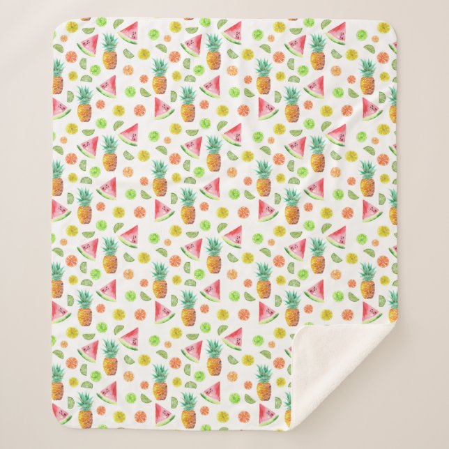 Cobertor Sherpa Teste padrão da fruta cristalizada da aguarela (Frente)