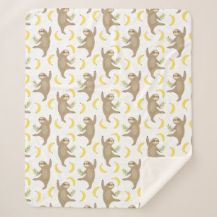 Cobertor Sherpa Teste padrão das preguiças & das bananas