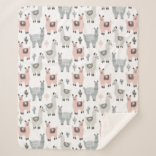 Cobertor Sherpa Teste padrão de sorriso dos lamas