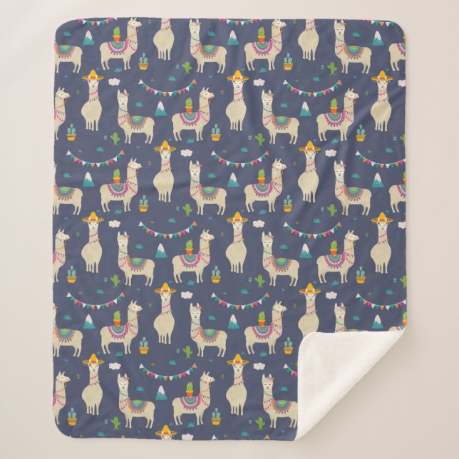 Cobertor Sherpa Teste padrão do lama da celebração (Frente)