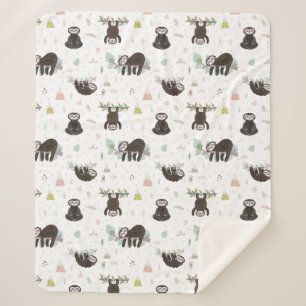 Cobertor Sherpa Teste padrão doce sonolento da preguiça