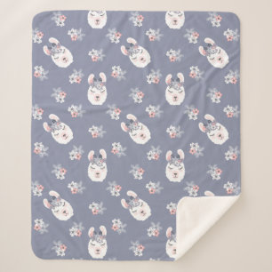 Cobertor Sherpa Teste padrão dos lamas & de flores