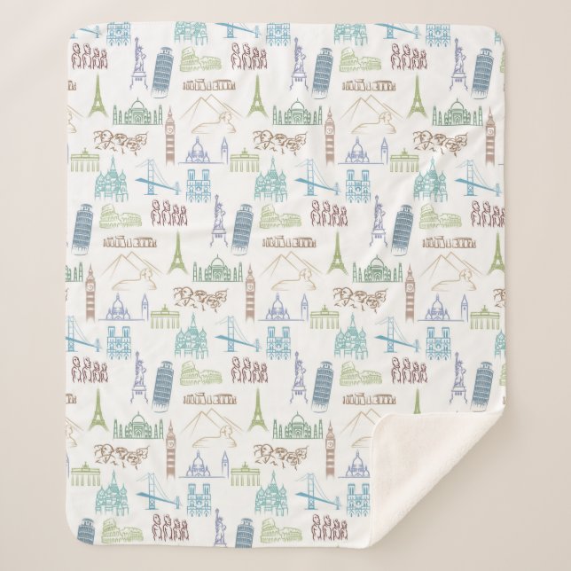 Cobertor Sherpa Teste padrão famoso dos marcos (Frente)