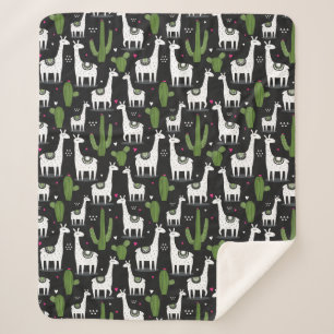 Cobertor Sherpa Teste padrão feliz do lama