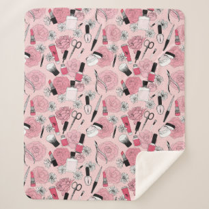 Cobertor Sherpa Teste padrão floral cor-de-rosa dos produtos de