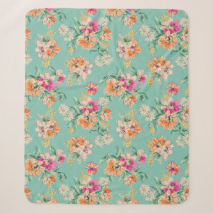 Cobertor Sherpa Teste padrão floral do esboço brilhante