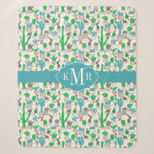 Cobertor Sherpa Teste padrão floral natural bonito dos cactos
