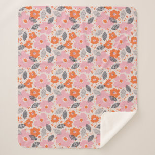 Cobertor Sherpa Teste padrão floral retro bonito