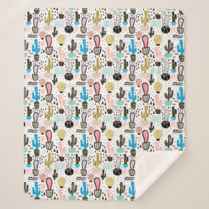 Cobertor Sherpa Teste padrão geométrico do cacto moderno