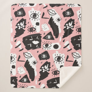 Cobertor Sherpa Teste padrão moderno abstrato do olho & dos lábi