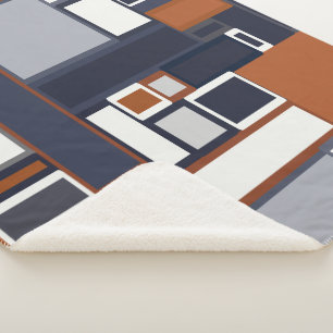 Cobertor Sherpa Teste padrão moderno do meio século do marinho e