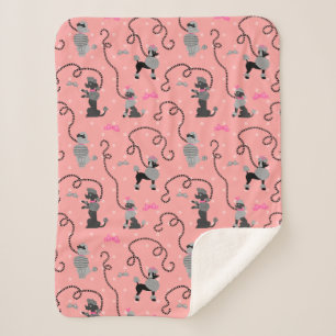 Cobertor Sherpa Teste padrão moderno preto cor-de-rosa retro do 5