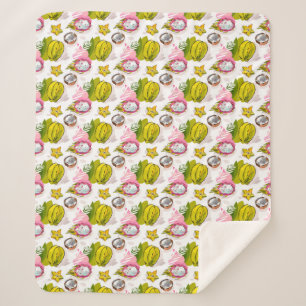 Cobertor Sherpa Teste padrão Textured carta branca da fruta
