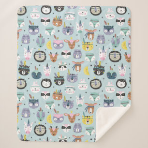 Cobertor Sherpa Teste padrão tribal bonito da cara