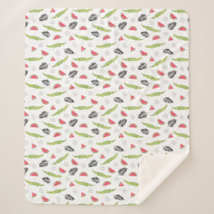 Cobertor Sherpa Teste padrão tropical da melancia & do crocodilo