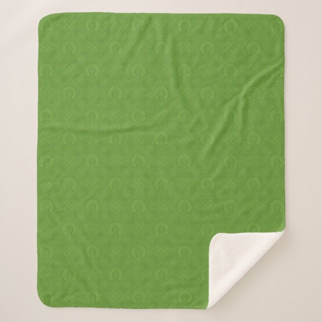 Cobertor Sherpa Teste padrão verde afortunado dos ícones (Frente)