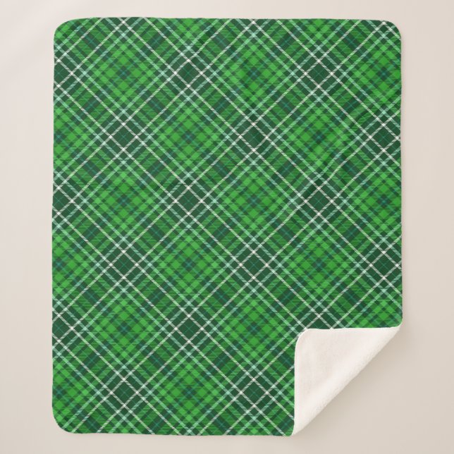 Cobertor Sherpa Teste padrão verde escuro & de Forest Green da (Frente)
