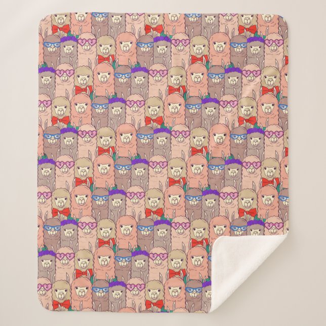 Cobertor Sherpa Teste padrão vestido na moda do lama (Frente)