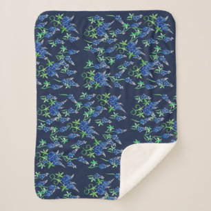 Cobertor Sherpa Texas Bluebonnets Floral Blue